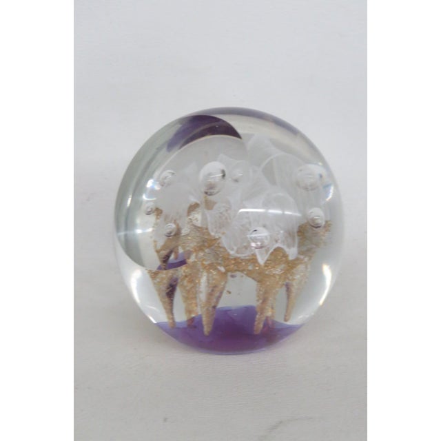 Large Round Art Glass Paper Weight Trumpet Flower Controlled Bubble Design 5160b For Sale - Image 10 of 12