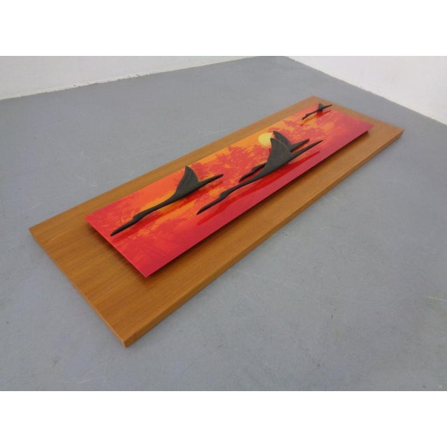 Large Mural with Flying Cranes at Sunset, Germany, 1970s For Sale - Image 9 of 18