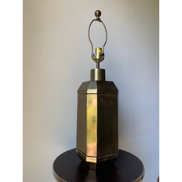 1976 Octagonal Brass Chapman Table Lamp For Sale - Image 9 of 9