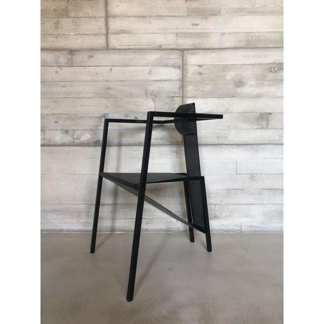 Vintage Sculptural Occasional Chair in Black Steel and Perforated Metal, 1980s For Sale - Image 12 of 12