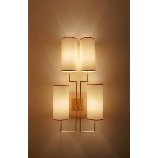 Beige Wall Sconce Tiges4 in Patinated Gold Metal and Fabric by Aymeric Lefort For Sale - Image 8 of 11