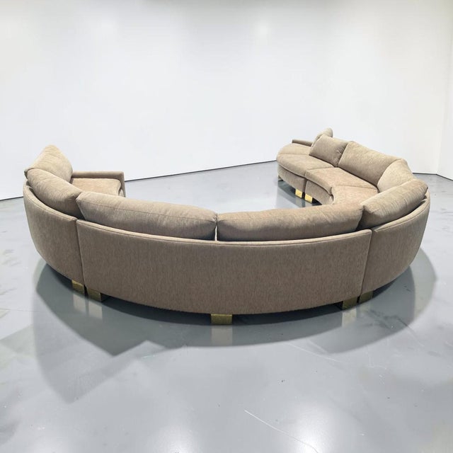 Thayer Coggin 1970s Serpentine Sectional Sofa With Brass Feet For Sale - Image 4 of 11