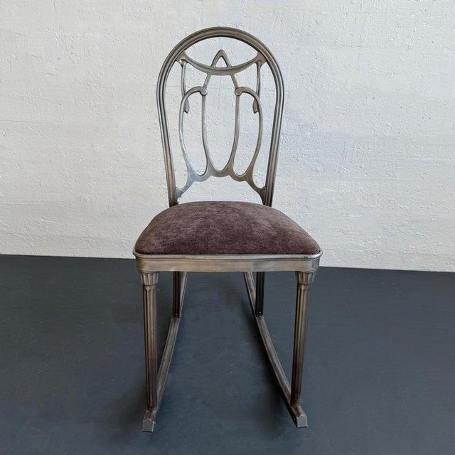 1930s Art Deco Brushed Steel Rocking Chair by Doehler Metal Furniture For Sale - Image 4 of 9
