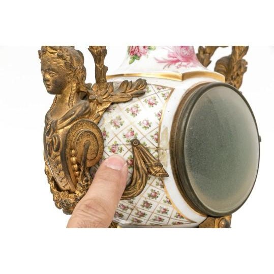 19th C. French Louis XVI Sèvres-Style Porcelain & Ormolu Mantel Clock, Signed Theodore B. Starr Ny For Sale - Image 15 of 18