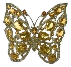 Bochic "Orient" Natural Citrin & Topaz Brooch/ Pendent or Ring Set In 18K Gold & Silver