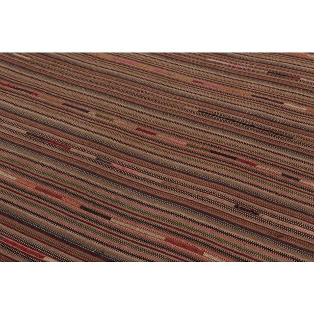 Rug & Kilim Vintage Palas Bidjari Persian Square Kilim, Colorful Geometric Stripe - Rug & Kilim For Sale - Image 4 of 8