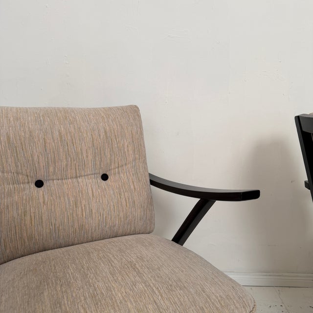 Mid-Century Modern Lounge Chairs with Black Wooden Frame, 1950s, Set of 2 For Sale - Image 11 of 18
