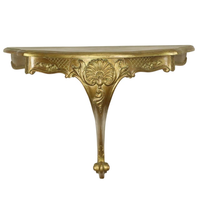 Baroque Gilt Rococo-Style Mirror with Console, France, 1950s, Set of 2 For Sale - Image 3 of 17