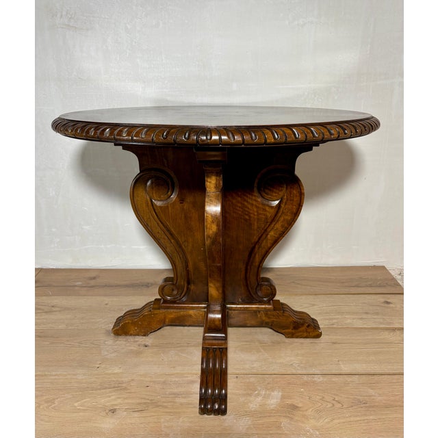 Wood Neoclassical Revival Round Walnut Side Table, 1920s For Sale - Image 7 of 11