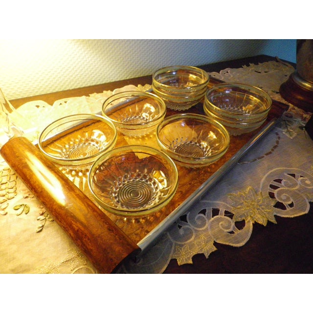 Vintage Molded Clear Glass Bowls with Gilded Edge Trims, 1950s, Set of 8 For Sale - Image 16 of 18