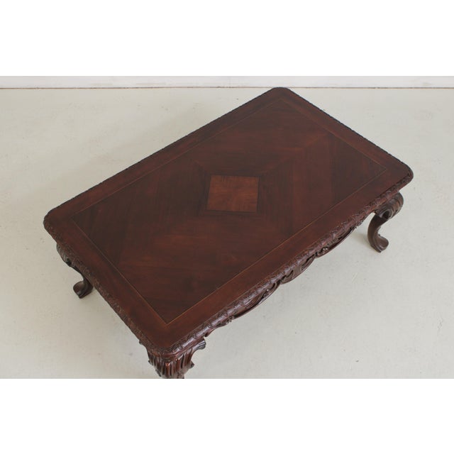Mahogany Large Carved Cocktail Coffee Table For Sale In Philadelphia - Image 6 of 16