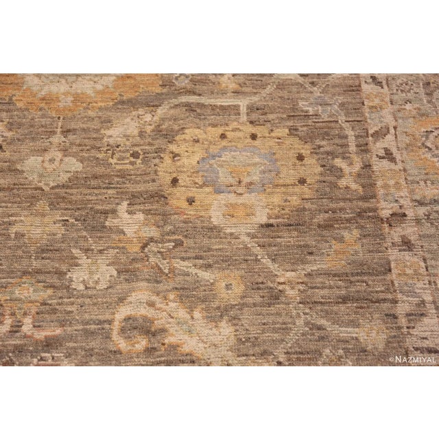 Textile Earthy Room Size Contemporary Modern Turkish Oushak Design Area Rug For Sale - Image 7 of 7