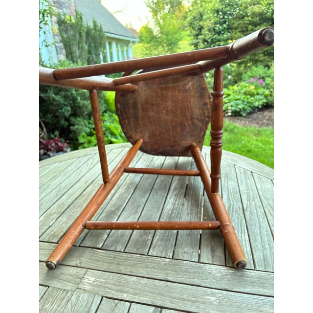 Brown Antique Wooden Child's Youth Chair - C 1840 - American Primitive For Sale - Image 8 of 8