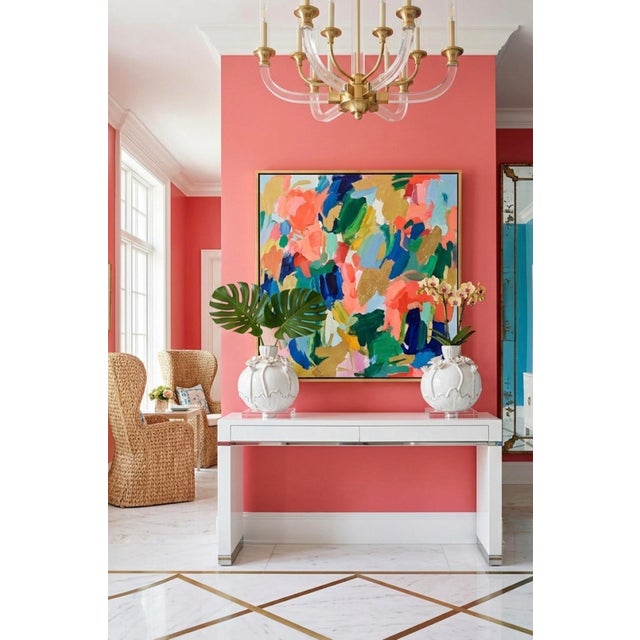 White Pair of Italian Hand-Crafted Floral Ceramic Bud Vases For Sale - Image 8 of 8