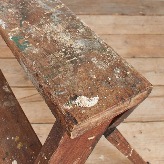 Vintage Wooden Artist Wide Step Ladders For Sale - Image 3 of 9