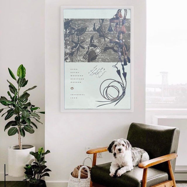 Large Vintage 1988 Gene Autry Museum Inaugural Framed Print in Custom Acrylic with Memorabilia is a striking collector's...