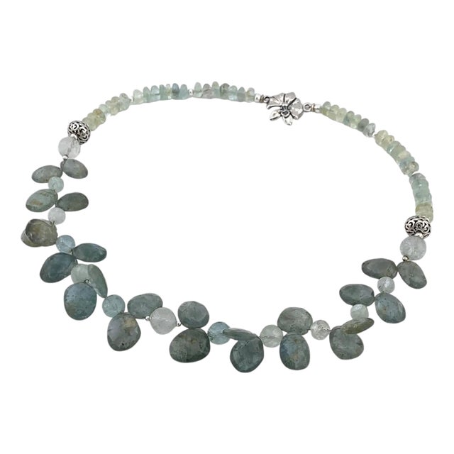 Aquamarine and Sterling Silver Laurel Garland Necklace For Sale