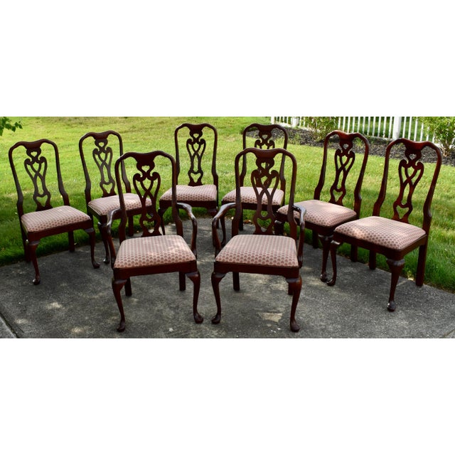 Queen Anne Vtg. Pennsylvania House Set of Eight Solid Mahogany Queen Anne Dining Chairs For Sale - Image 3 of 17
