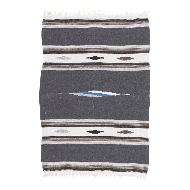 Late 20th Century Vintage Mexican Serape Blanket Kilim Rug, 04'05 X 06'04 For Sale