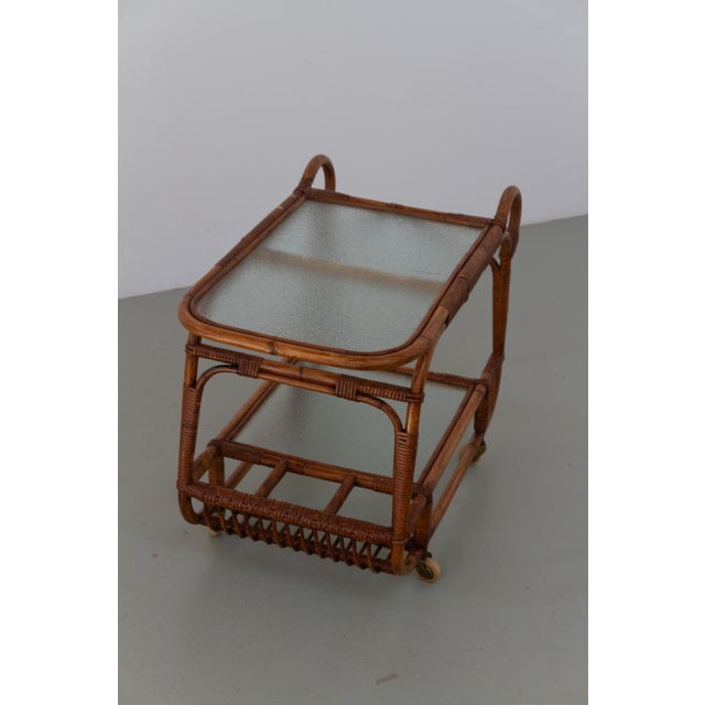 Danish Bamboo and Rattan Bar Cart by Elvin Geertsen, 1950s For Sale - Image 10 of 17