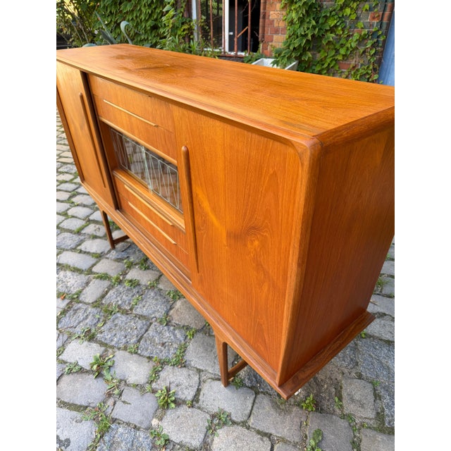 Wood Teak Highboard with Display Case & Minibar, Denmark For Sale - Image 7 of 11