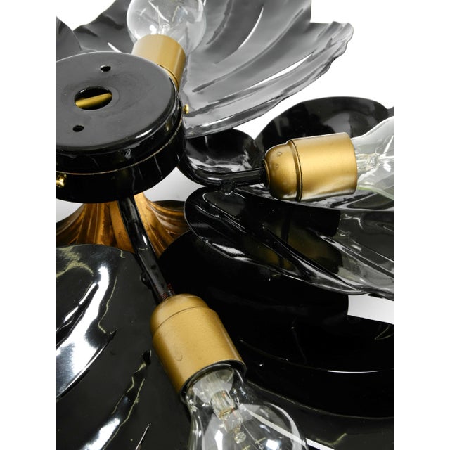 Large Black and Gilt Metal Floral 5-Arm Ceiling Lamp by Hans Kögl, 1980s For Sale - Image 18 of 18