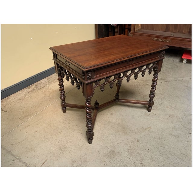 Wood Antique Neo-Gothic Coffee Table, 1880 For Sale - Image 7 of 11