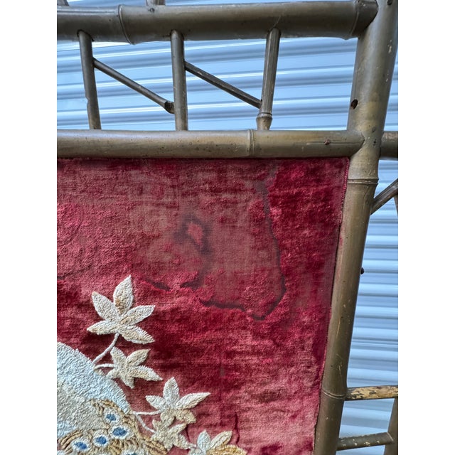 Antique Victorian Embroidered Chinoiserie Fire Screen For Sale - Image 15 of 18
