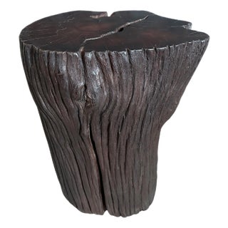 Andrianna Shamaris Sculptural Ulin Wood Side Table For Sale