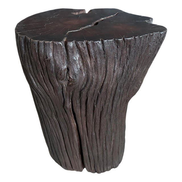 Andrianna Shamaris Sculptural Ulin Wood Side Table For Sale