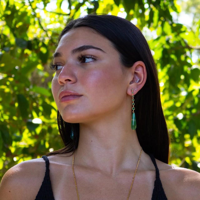 Mystic Energy Jade Teardrop Earrings Infused with spiritual energy and bohemian charm, our Mystic Energy Jade Teardrop...