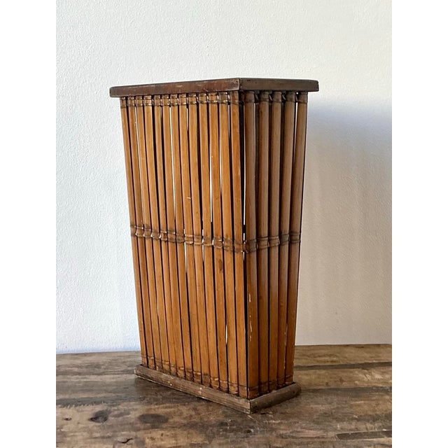 Chocolate Vintage Split Rattan Umbrella Stand For Sale - Image 8 of 12