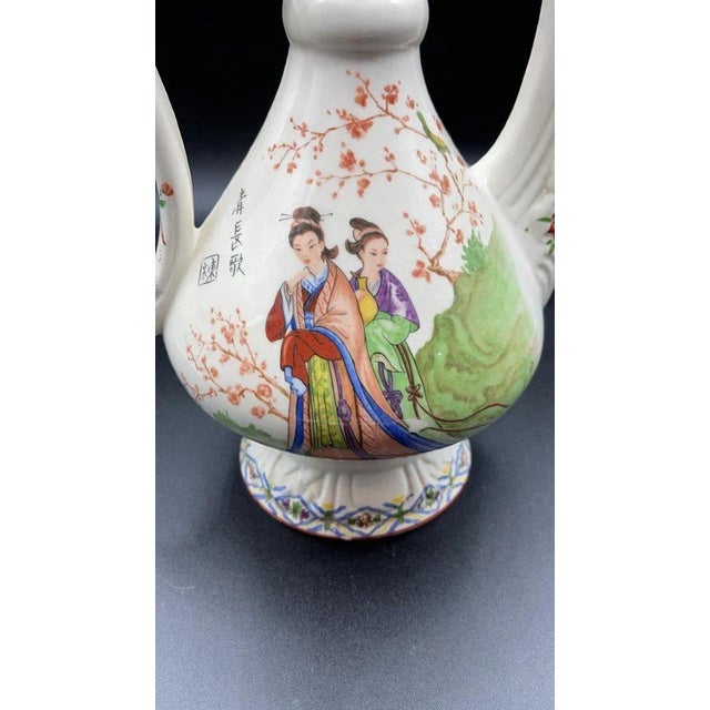 Antique Porcelain Ewer with Chinese Pattern For Sale - Image 4 of 6