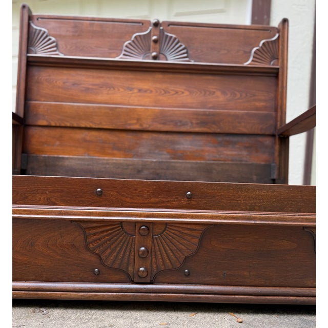 Antique Victorian Eastlake High Back Box Settle Bench With Storage For Sale - Image 11 of 17