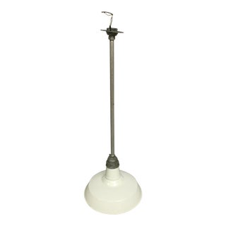 Vintage White Porcelain Enamel Benjamin Pendant Lamps - S/3 For Sale