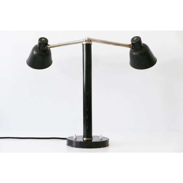 Metal German Bauhaus Metal 2-Armed Table Lamp from Bünte und Remmler, 1920s For Sale - Image 7 of 18