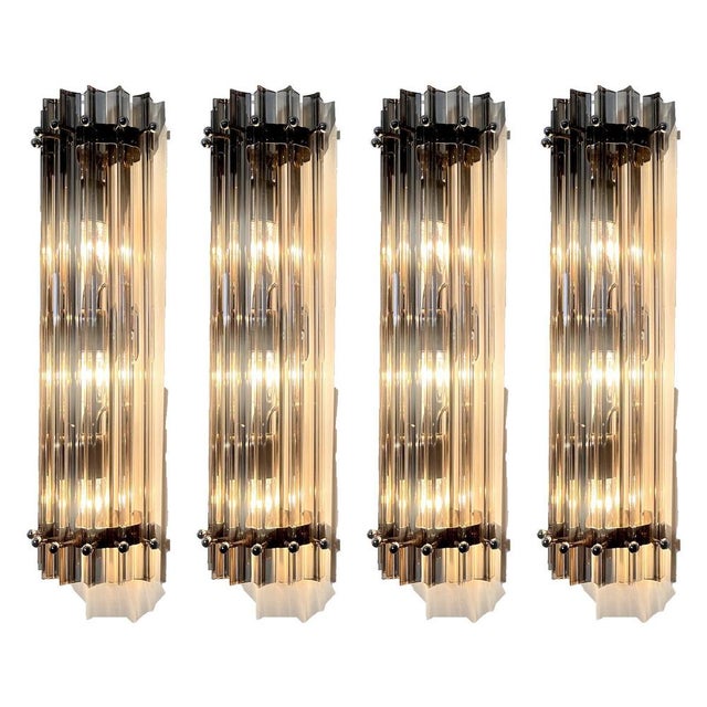 Italian Smoked Murano Glass Wall Sconces in the style of Venini, 1990s, Set of 2 For Sale - Image 15 of 16