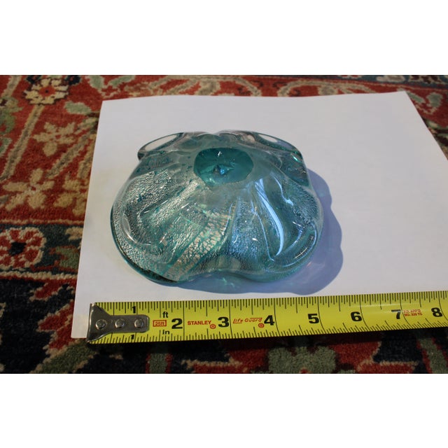 Glass Vintage Murano Attributed Handblown Glass Ashtray - Sky Blue Sommerso With Silver Leaf For Sale - Image 7 of 7