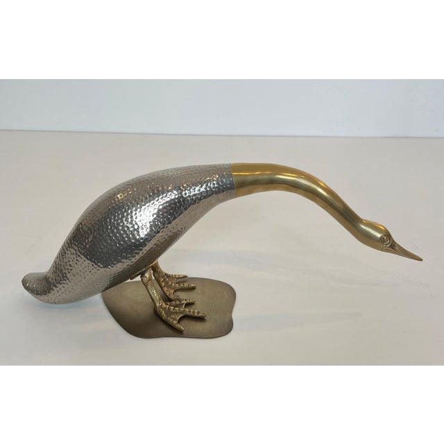 1970s Set of 2 silver and brass ducks For Sale - Image 4 of 12