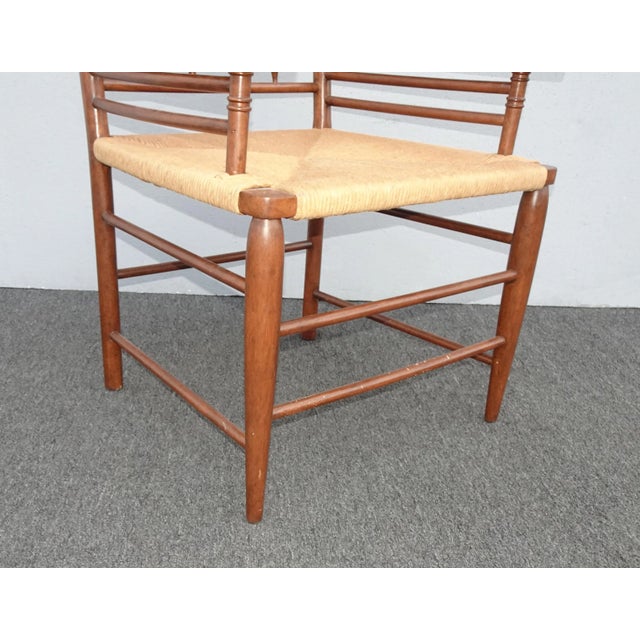 Vintage French Country Brown Rush Oversized Side Chair For Sale - Image 10 of 13