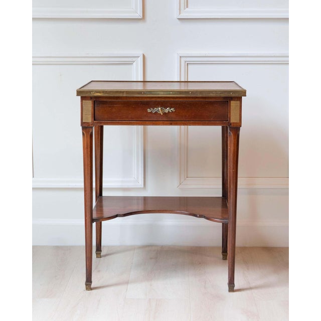 Mid 20th Century Louis XVI Style Writing Table in Walnut with Leather Top and Bronze Details For Sale - Image 11 of 13