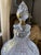 Vintage Crystal Table Lamp With Hand-Etched Botanical Motif, Cut Crystal Details & Finial Floral Designs For Sale - Image 4 of 12