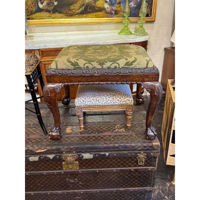 Chippendale 19th Century English Chippendale Carved Mahogany Bench For Sale - Image 3 of 6
