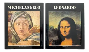 " Michelangelo & Leonardo " Vintage 1978 1st Edtn Lithograph Print Hardcover Renaissance Art Books - Set of 2