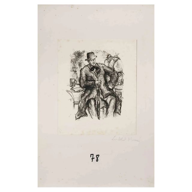 Luc-Albert Moreau, Elegant Man, Lithograph, Early 20th Century For Sale