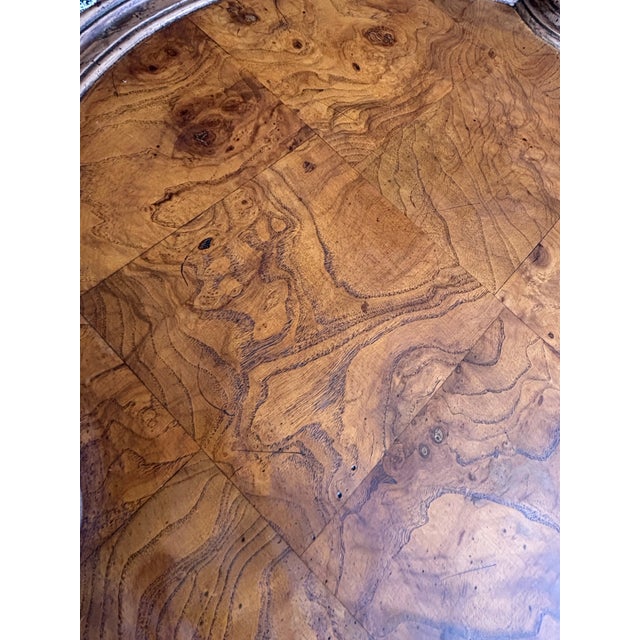 Brown Late 20th Century Mid-Century Brass & Patch Burl Wood Top Oval Table For Sale - Image 8 of 12