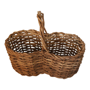 French Antique "Buttocks" Harvest Basket Handmade From Grapevine