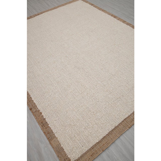 Natural Wool Jute Ivory Solid Premium Quality Boho Style Rug 9x12Ft. For Sale - Image 13 of 13