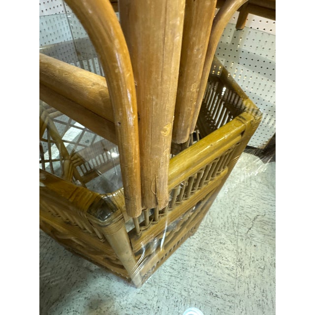 Vintage Brighton Pavilion Style Rattan Dining Set With Glass Table & 4 Chairs For Sale In Greensboro - Image 6 of 6