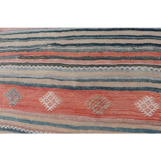 Colorful Vintage Turkish Embroidered Kilim With Stripes and Geometric Motifs 5'5 X 10'4 For Sale - Image 12 of 14